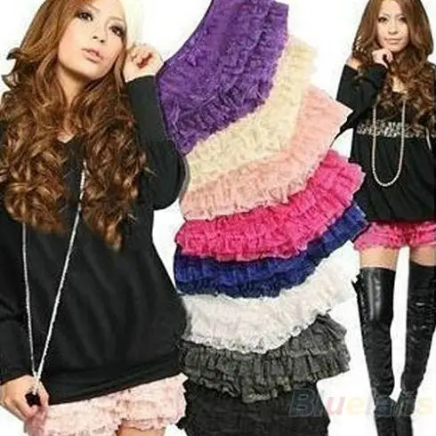 

New Fashion Womens Girls Nice Safety 8 Layers Lace Shorts Trousers Leggings Pants 98JI