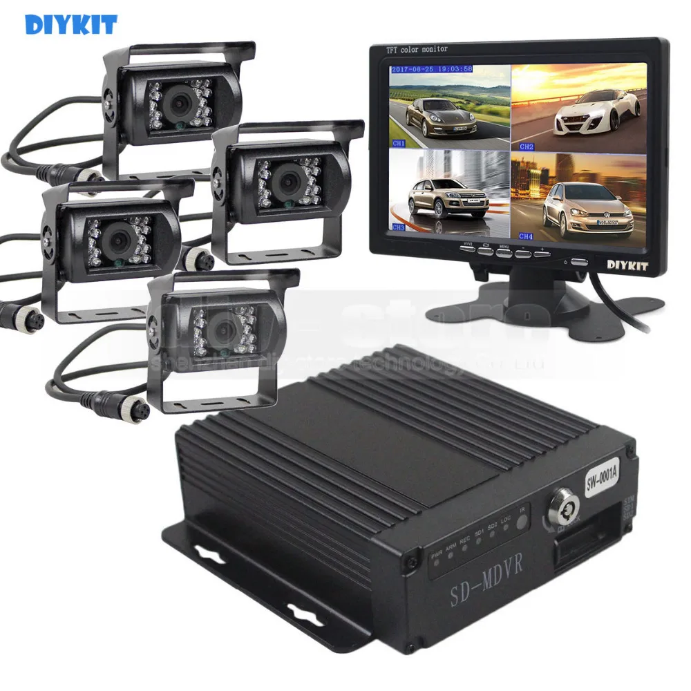 DIYKIT SD 4CH Автомобильный видеорегистратор видео рекордер 7 дюймов HD автомобильный монитор + 4 x камера ночного видения заднего вида для грузови... DIYKIT SD 4CH Автомобильный видеорегистратор видео рекордер 7 дюймов HD автомобильный монитор + 4 x камера ночного видения заднего вида для грузови...