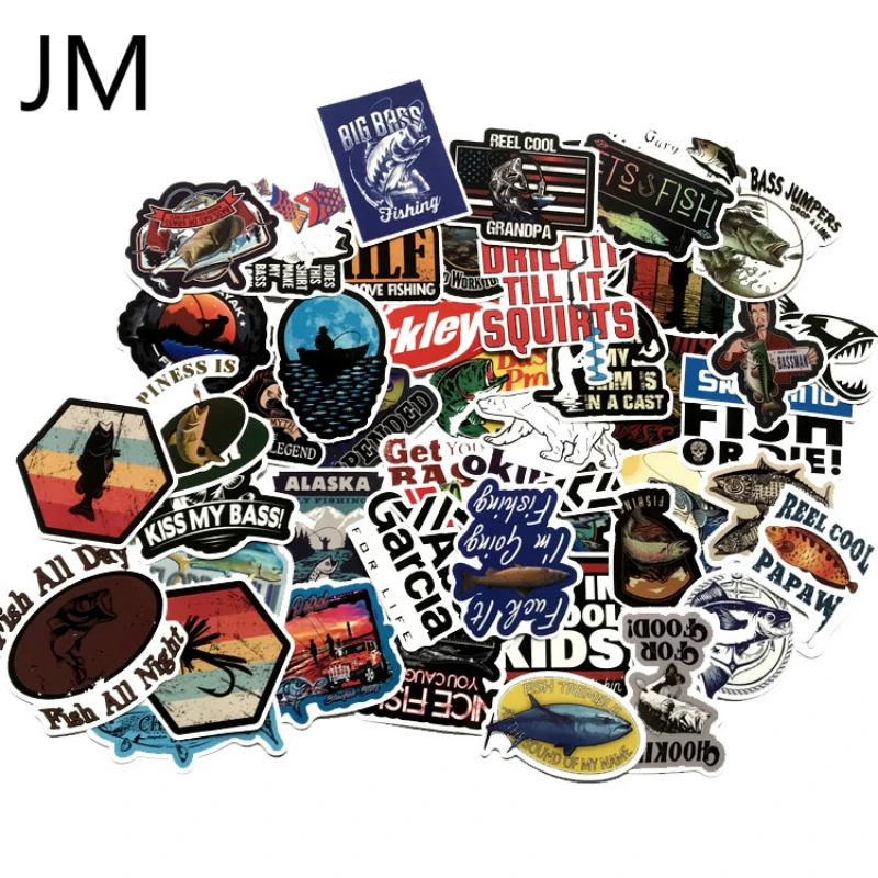 

51PCS Fishing suitcase computer laptop suitcase skateboard motorcycle car trolley case sticker