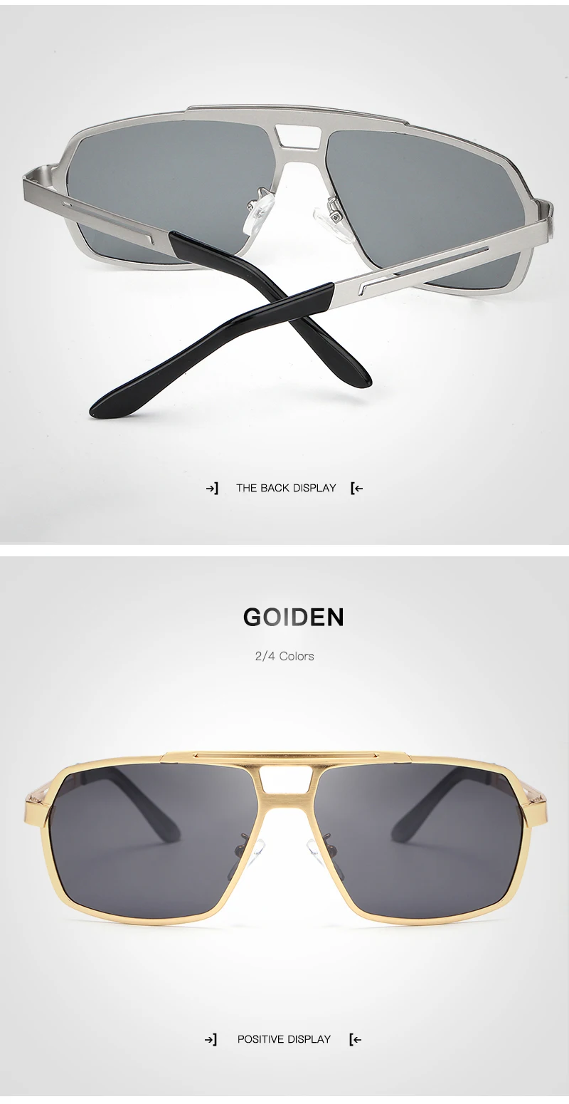 Прямоугольные мужские солнцезащитные очки, поляризационные, UV400, высокое качество, солнцезащитные очки для мужчин, фирменный дизайн, металлические очки для вождения, gafas de sol