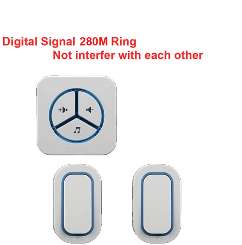 2 излучателя+ 1 приемник дверной звонок Водонепроницаемый 280 м Рабочий беспроводной дверной звонок, дверной звонок, беспроводной, беспроводное кольцо, 48 мелодий дверной Звонок