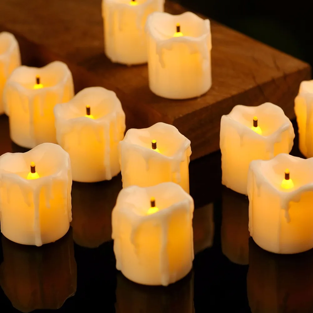 Pack of 4 or 8 kaarsen Candles With Timer, Yellow light Flickering