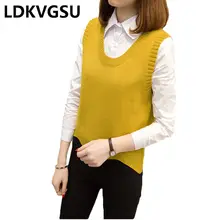 Sweater Vest Female Spring Autumn New Korean Students Large Size Was Thin Women Round Neck Hooded Knit Vest Is1617