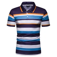 Брендовая мужская рубашка поло, лето, рубашка с коротким рукавом, рисунок в полоску, приталенная, с отворотом, топы, блуза, Мужская рубашка поло, одежда для футболок, топ