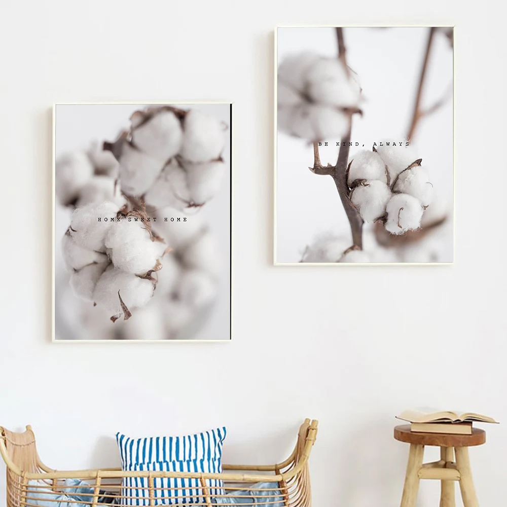 

Home Modern Style cotton Pink Flower Canvas Painting Plant Poster Print Wall Art Pictures For Living Room Bedroom Decoration