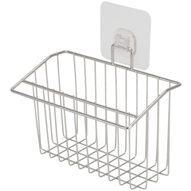 

3-In-1 Adhesive Kitchen Sponge Holder, Dish Brush Holder And Dish Cloth Holder, Stainless Steel Kitchen Sink Organization Bask