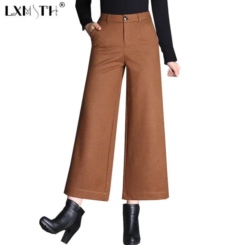 Camel Colored Wool Wide Leg Pants : Camel looks amazing with blue ...