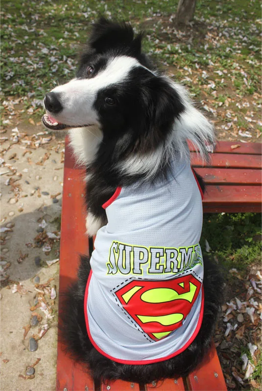 LA03 новая брендовая летняя футболка для больших собак, одежда для больших размеров, жилет с рисунком Супермена, рубашки, одежда для больших собак, кошек