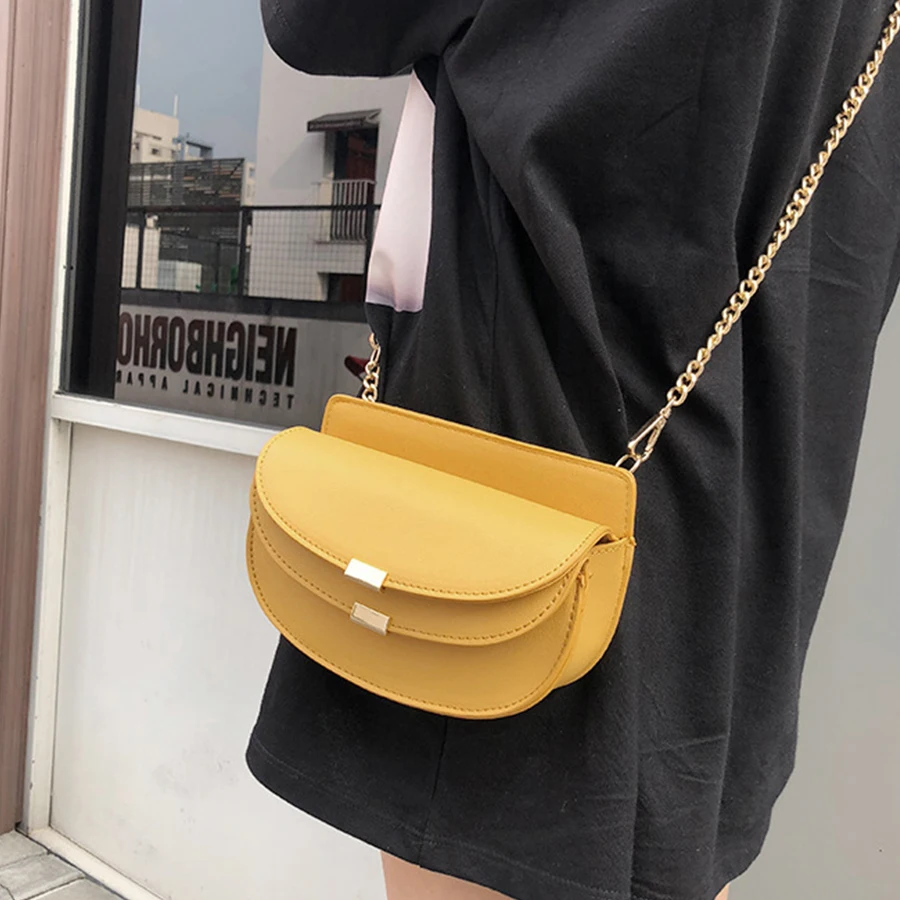 

Chic Chain Leather Crossbody Bags for Women Casual Pu Mini Women's Shoulder Bags Designer Famous Brand Lady Purse Messenger Bag