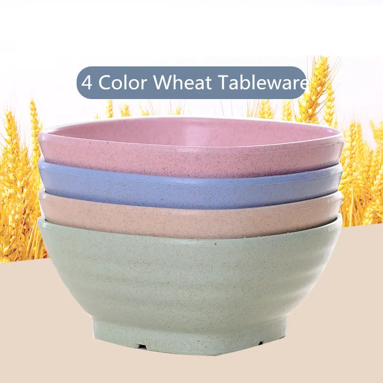 

4 Color Wheat Tableware Bowl Solid Kids Feeding Dishes Plate Camping Food Feeding Dinnerware Children Dessert Ice Cream Bowls