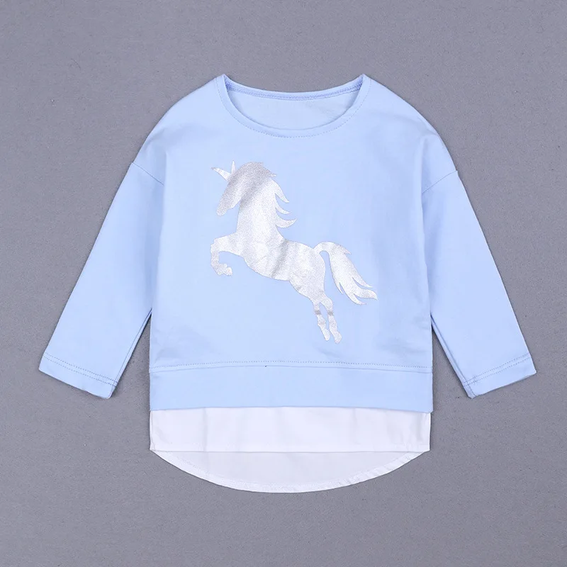 

European and American wholesale long-sleeved hit color autumn cartoon pullover Sweater T-shirt for girl