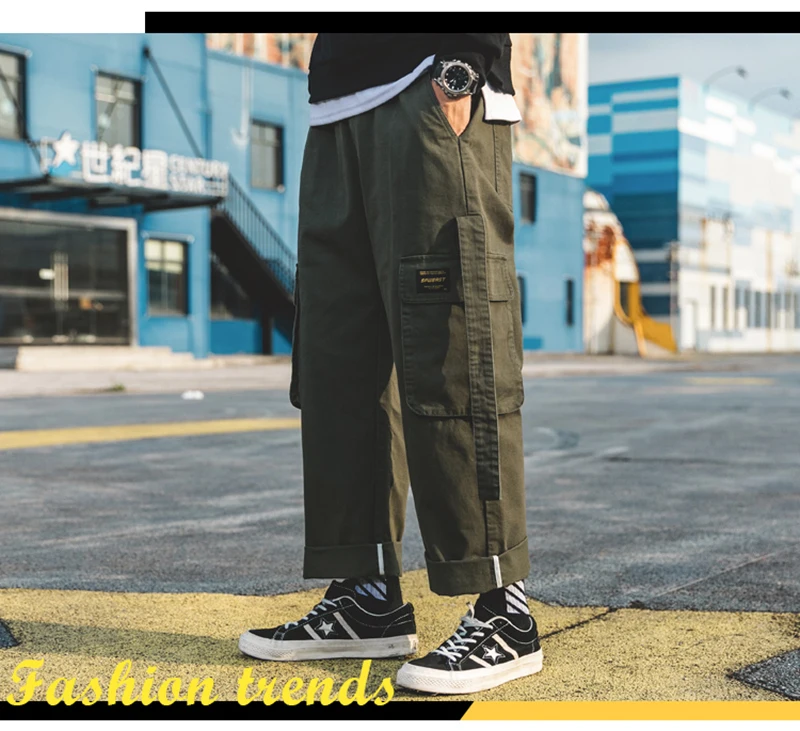 Korean Streetwear Harajuku Pants Men Fashion Street Style Cargo Pants  (8)