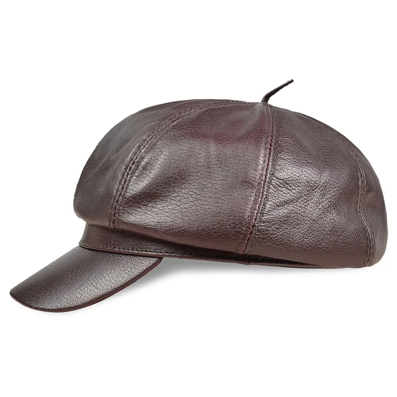 HL017 Pudi Натуральная Овечья Кожа Мужская кепка газетчика восьмиугольная кепка КБР высокое качество мужские шапки