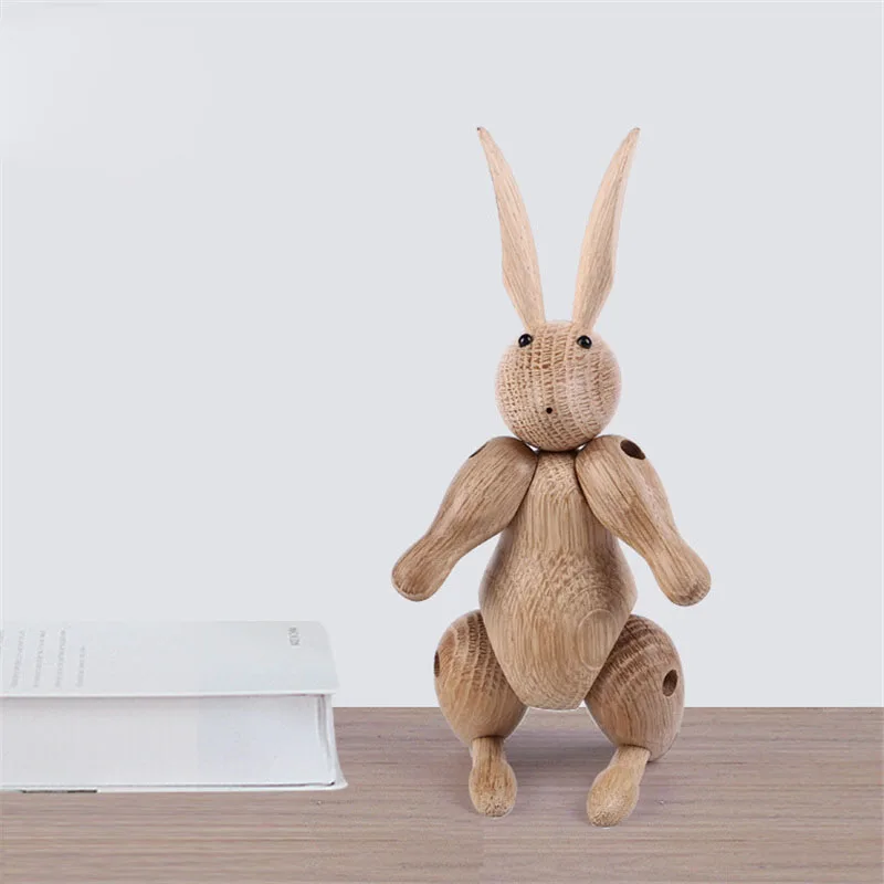 

17cm Wood White Oak Rabbit Joint Craft Creative Doll Gift Nordic Denmark Flexible Mascot Puppet Kid Toy Statue Figurines XMJMC15