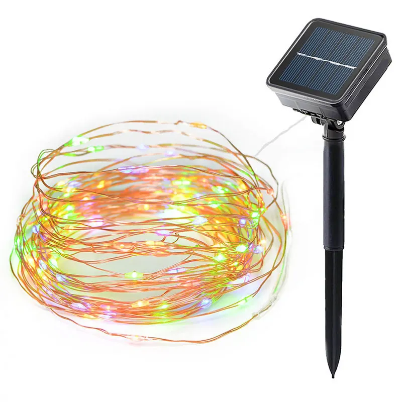 

Christmas Solar LED String Light Waterproof 10M 33ft 100 LED Copper Silver Wire Fairy Lamp For Outdoor Garden Christmas Decor