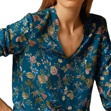 Casual Women Blouses 2017 Fashion Lady Elegant Vintage Loose Long Sleeve V-neck Floral Print Blouse OL Shirts Women Tops Blusas vintage floral print v neck half sleeve blouse for women