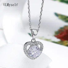 Lover 925 Sterling Silver Pendant Necklace Fine Jewelry Heart design Romantic Silver Suspension Jewellery for Women Best gifts цена Lover 925 Sterling Silver Pendant Necklace Fine Jewelry Heart design Romantic Silver Suspension Jewellery for Women Best gifts цены онлайн