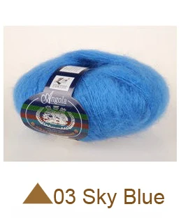 200 г дешевая мохеровая шерстяная пряжа, тонкая кашемировая пряжа,,, 8 шариков(25 г/шар - Цвет: 03 Sky Blue