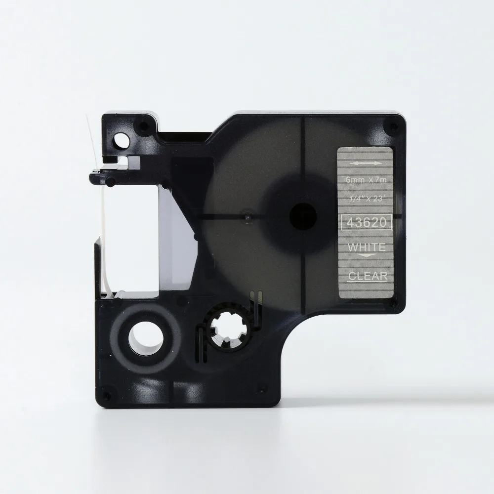 Free shipping 5 pcs 6mmX7m 6mm label tape white on clear 43620