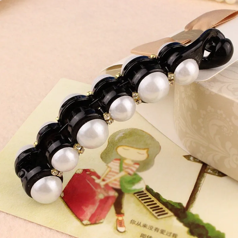 Korea Pearl Banana Clip Super Sweet Flavor Hairclip Style Jewelryin