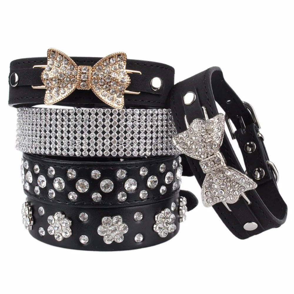 PipiFren Black Cats Collars Accessories Rhinestone Leash Necklace Kitten Pet Supplies Dog Collar katten halsband kedi