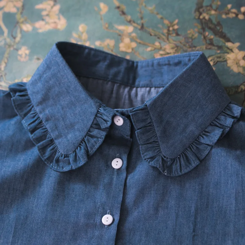 

YSMILE Y Women Sweet Personality Jeans Blue Fake Collar Cute Purfle Decoration Detachable Collar Shirt Blouse Collar For Female