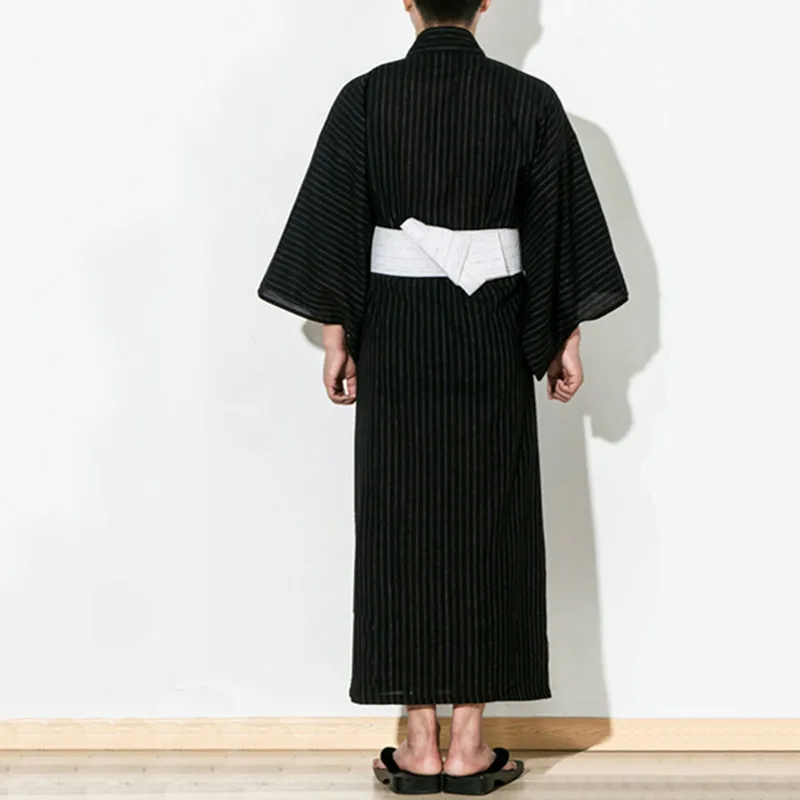 Традиционное японское кимоно мужской хлопковый Халат Yukata банный халат с поясом