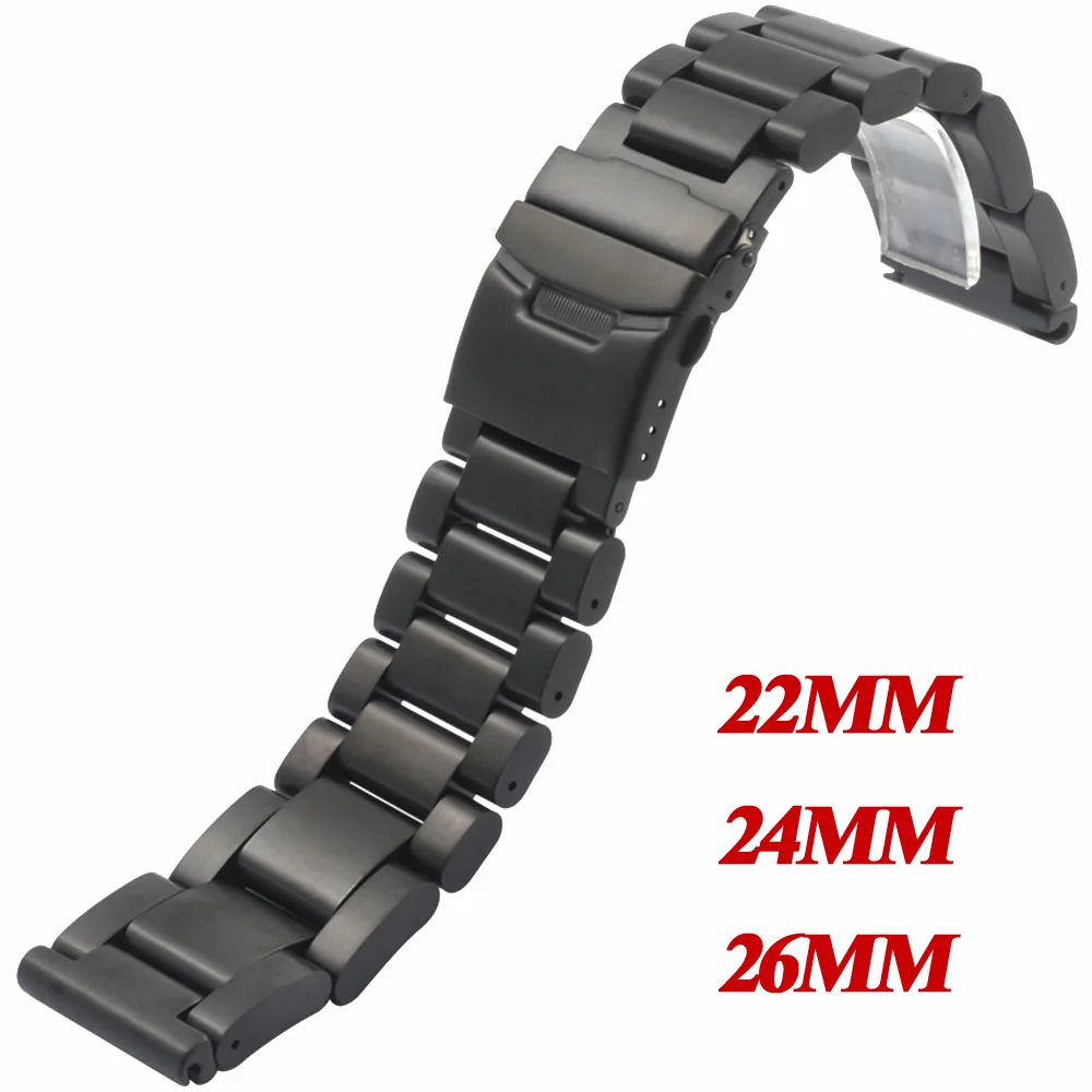 

Men's Luxury Solid Stainless Steel Watch Band 22/24/26 mm Wristwatch Bands High Quality Watch Replacement Business Steel Strap