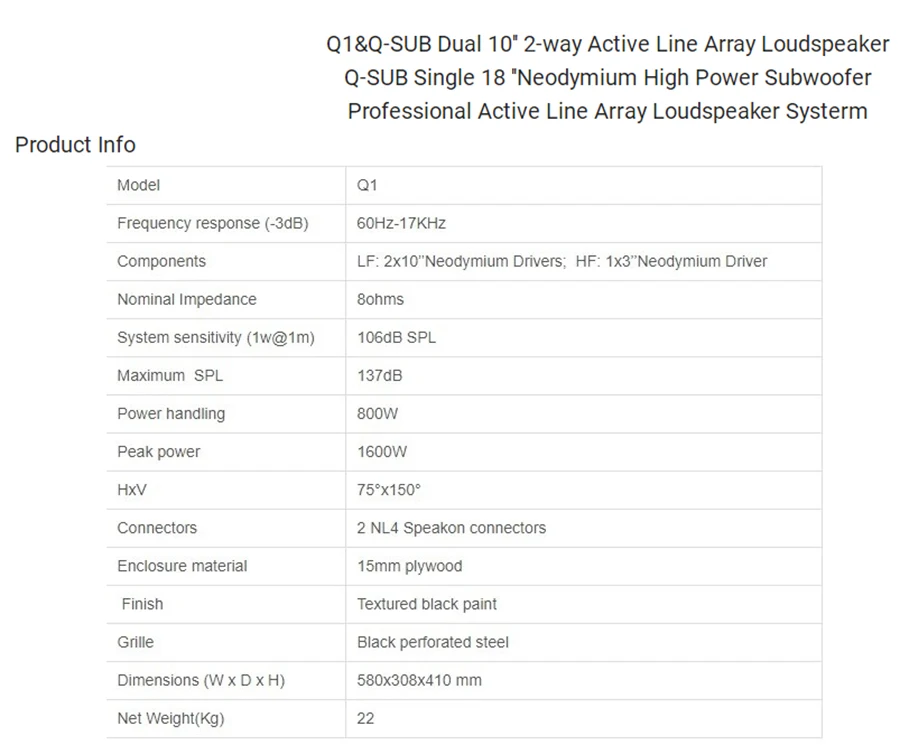 Top Q1 double 10 inch  Two-way double 15 inch double 18 inch mini line array speaker 0