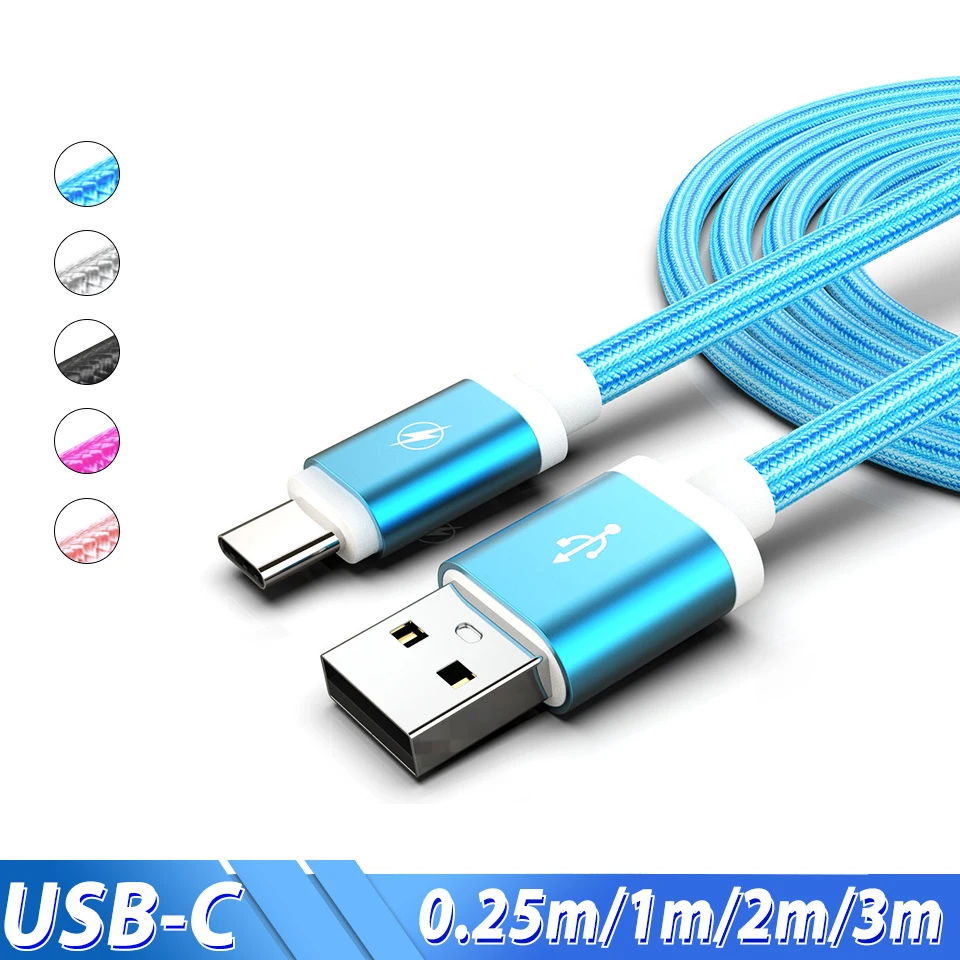 

3m USB Type C Cable for Samsung S10 S9 plus Fast Charging Wire Cable for Huawei Mate 20 P30 pro 0.25m Short Cable for Power Bank