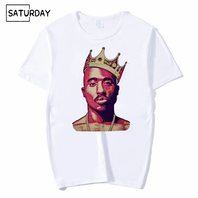 Мужская модная футболка Tupac 2pac с принтом рэпа летняя унисекс круглым вырезом и