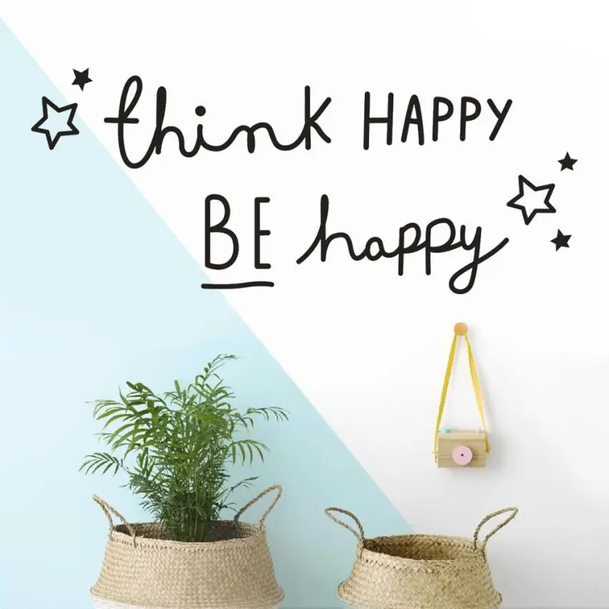 

Wall Sticker Living room decoration Fashion Novel Think Happy Be Happy Removable Art Vinyl Mural Home Room Decor Apr6