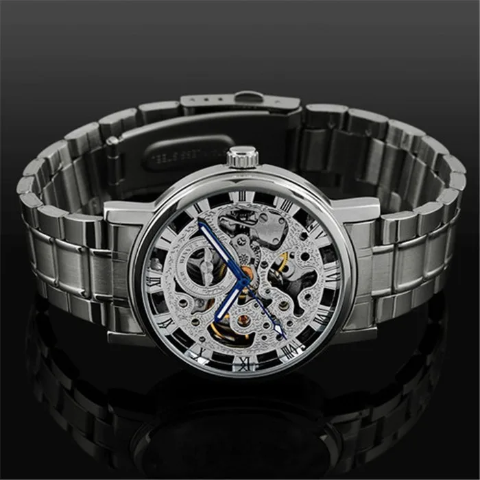 TIke Toker, механические наручные часы, роскошные модные спортивные наручные часы, водонепроницаемые мужские часы из нержавеющей стали, мужские часы 10 - Цвет: Silver