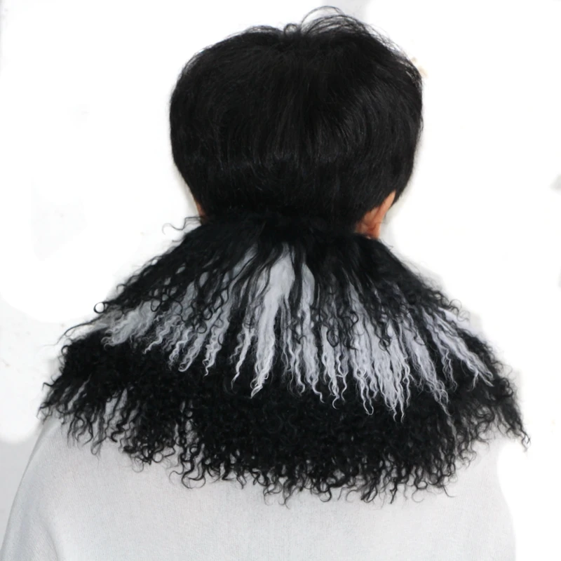 NGSG натуральная монгольская овчина воротник сэндвич белый полосатый кудрявый меховой шарф женский зимний теплый натуральный шерстяной меховой шейный платок шарфы