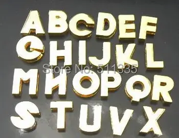 

260pcs/lot A-Z 8mm chrome gold color slide letter diy Alphabet charms accessories