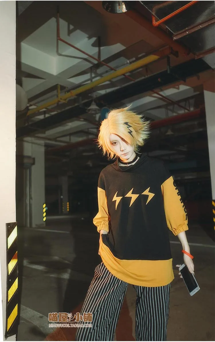 MY HERO Academy Denki Kaminari, костюм для косплея, униформа на Хэллоуин, рубашка+ штаны+ S-XL на шею