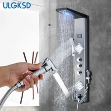 ULGKSD набор душевых смесителей для ванной комнаты, светодиодный смеситель для душа, смеситель для горячей и холодной воды