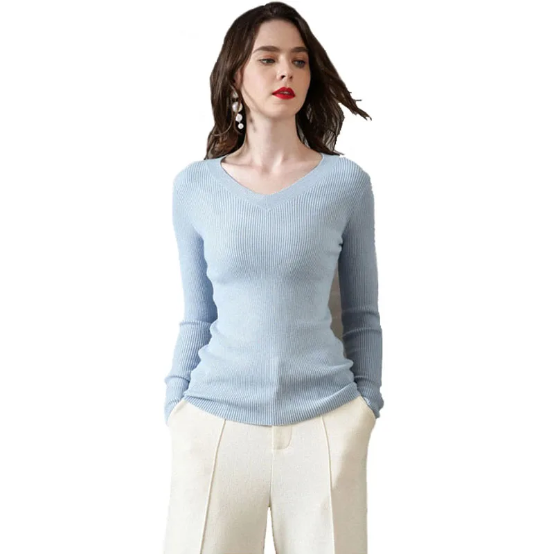 Cashmere Sweater Women Pullover Sweater Jumper Plus Size 2019 New Silm Knitted V Neck Sweater Spring Autumn Long Sleeve Shrug