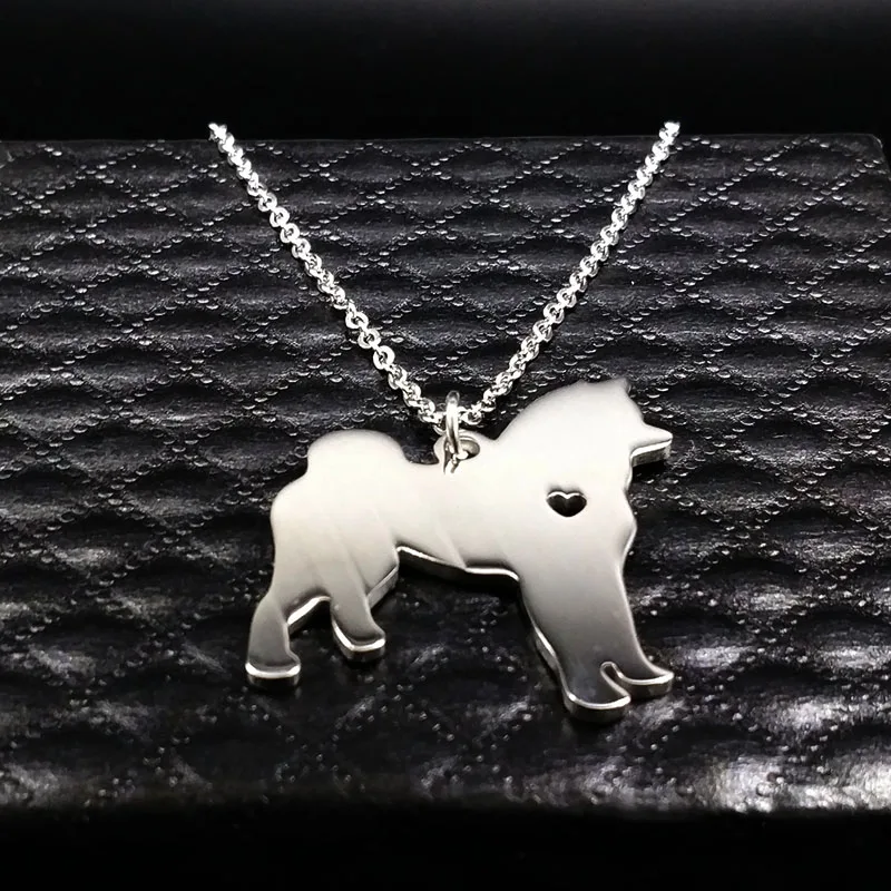 Collana in acciaio inossidabile con cane Akita per donna Collane in acciaio inossidabile color argento Gioielli Collana migliore amico n1446s01_voghion.com