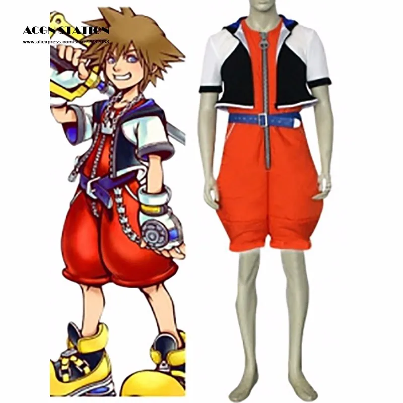 Настройка для взрослых и детей Новая мода Kingdom Hearts Сора Косплэй костюм для Хэллоуина Костюм для детей и взрослых