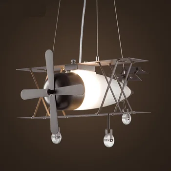 

Children toy modern retro aircraft creative personality restaurant single heads Pendant Lights iron glass lamps clothing ZA ET23