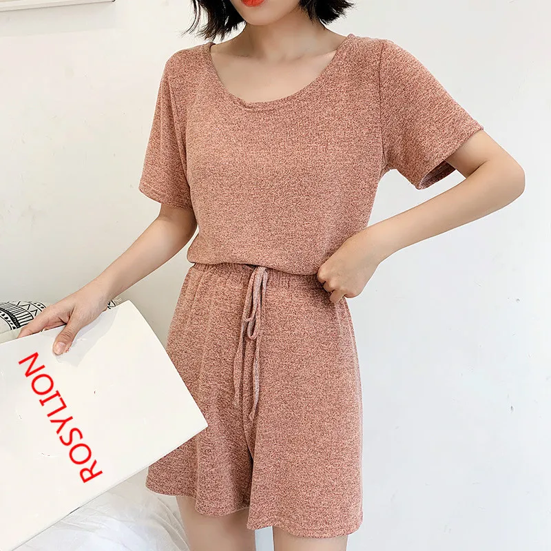 

Summer Set Suit Girls Loose Casual Short Sleeve Suit Matching Sets Women Two Piece Outfits Shorts Set Cotton Sleepwear Home Wear