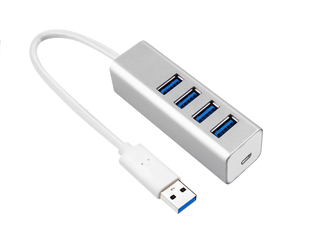 Ультратонкий портативный 4 порта алюминиевый USB 3,0 концентратор данных с микро USB порт питания Для iMac MacBook Pro/Air Mac Pro/Mini XPS Ноутбук