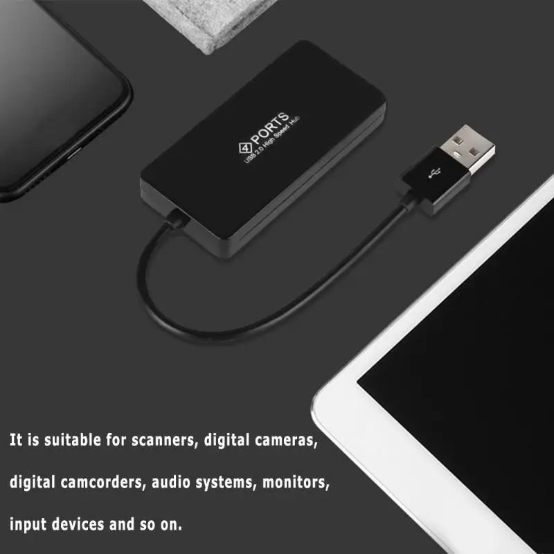 4 порта USB 2,0 концентратор разветвитель адаптер конвертер кабель провод шнур для ПК Ноутбуки Ноутбук полная скорость 480 Мбит/с высокое качество