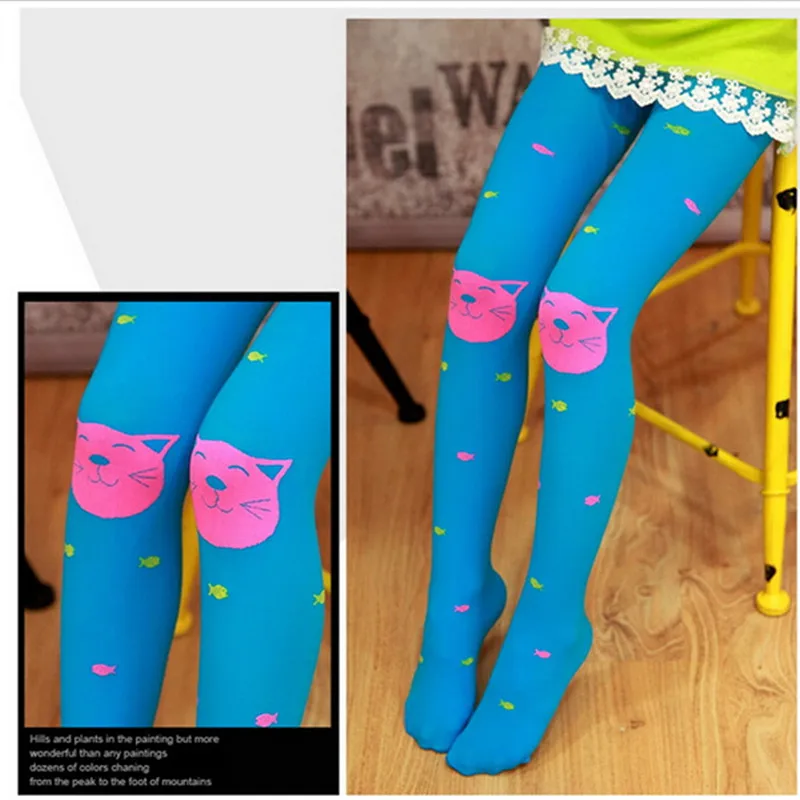 1 пара бархатные колготки для девочек с рисунком кошки и рыбы|kids tights|designer kids tightsgirl