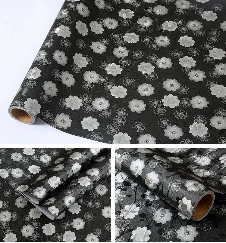 Black Flower Rattan Furniture Stickers Pvc Iron Art Pattern
