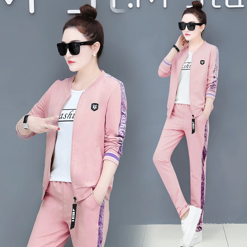 

YICIYA pink striped 3 2 piece set women co-ord set tracksuits plus size outfit sportswear 2019 coats shirt pants clothing spring