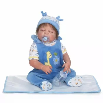 

New 58CM Full Silicone Reborn Baby Dolls Gender Boy Vinly Sleeping Babies Lifelike Realistic Baby Doll Can Bath Toys Bonecas