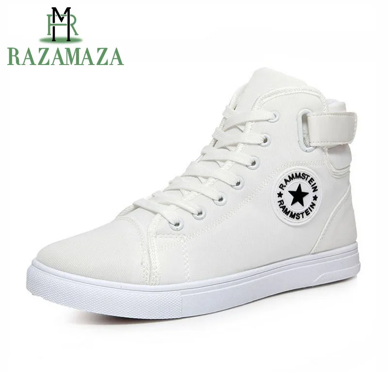 

RAZAMAZA Men'S Vulcanize Shoes Men Spring Autumn Top Fashion Sneakers Lace-Up High Style Solid Colors Man Shoes Size 38-44
