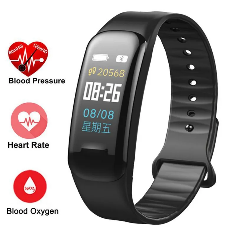 Умный Браслет C1 Plus, умный браслет, цветной экран, счетчик шагов, фитнес-трекер, пульсометр, измеритель артериального давления, умные часы
